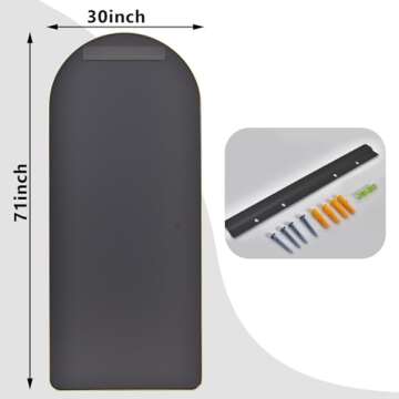 Extra Large 71"x30" Arched Full-Length Mirror - Wall-Mounted or Leaning Mirror with Aluminum Alloy Frame - Modern and Simple Home Decor - Vanity Mirror for Living Room and Bedroom