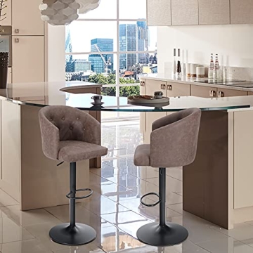 Adjustable Swivel Bar Stool with Padded Back