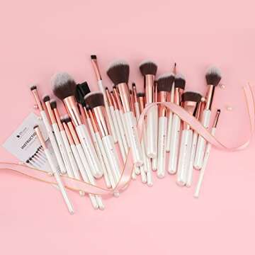 DUcare Makeup Brushes Set Professional 27Pcs Makeup Brushes Premium Synthetic Kabuki Foundation Blending Face Powder Blush Concealers Eye Shadows Make Up Brushes Kit White