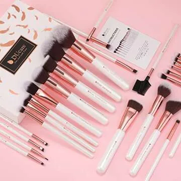 DUcare Makeup Brushes Set Professional 27Pcs Makeup Brushes Premium Synthetic Kabuki Foundation Blending Face Powder Blush Concealers Eye Shadows Make Up Brushes Kit White