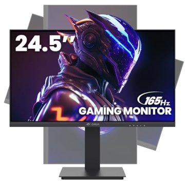 CRUA 24.5Inch Gaming Monitor 144Hz/165Hz, FHD(1920x1080P) Adjustable Vertical Monitor