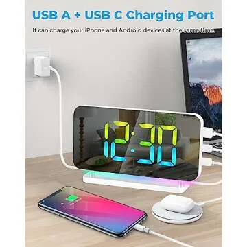 SZELAM LED Mirror Alarm Clock with USB Charging