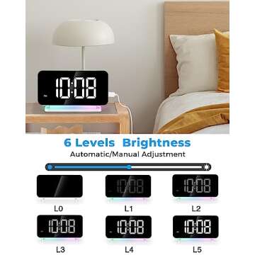 SZELAM LED Mirror Alarm Clock with USB Charging