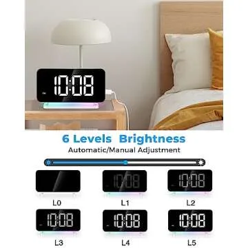 SZELAM LED Mirror Alarm Clock with USB Charging