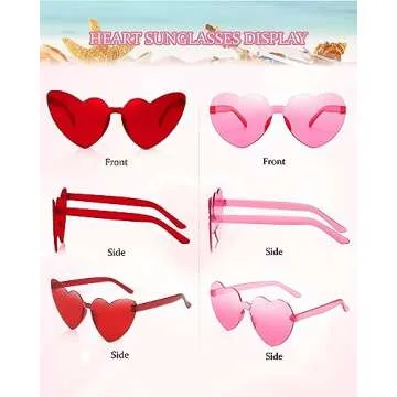 Salfboy 10 Pairs Heart Sunglasses for Women Candy Color Sunglasses Eyewear Bachelorette Sunglasses Party Favors