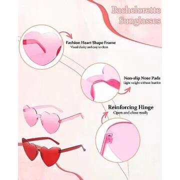 Salfboy 10 Pairs Heart Sunglasses for Women Candy Color Sunglasses Eyewear Bachelorette Sunglasses Party Favors