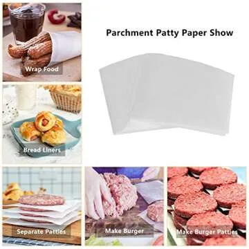 Katbite Hamburger Patty Paper 1000Pcs, 5.5"x5.5" Non Stick Parchment Paper Squares Sheets for Patty Seperate, Burger Press, Ground Beef, Freezing or Candy Wrappers, Use for Oven, Microwave or Freezer