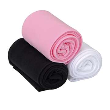EVERSWE 3-Pack Girls Microfiber Tights Multiple Colors (White/Black/Pink, 4-6)