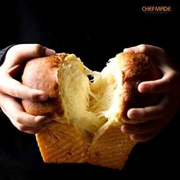 CHEFMADE Pullman Loaf Pan with Lid, 1Lb Dough Capacity Non-Stick Rectangle Corrugated Toast Box for Oven Baking 4.2" x 7.7"x 4.4"(Champagne Gold)