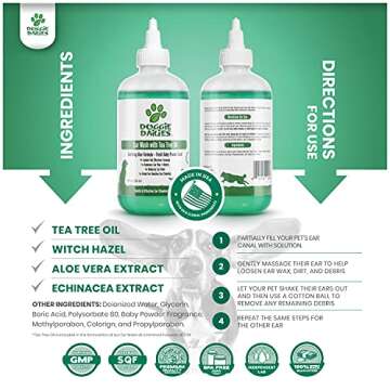 Doggie Dailies Cleansing Ear Wash for Dogs with Tea Tree Oil & Soothing Aloe Vera