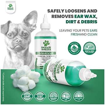 Doggie Dailies Cleansing Ear Wash for Dogs with Tea Tree Oil & Soothing Aloe Vera