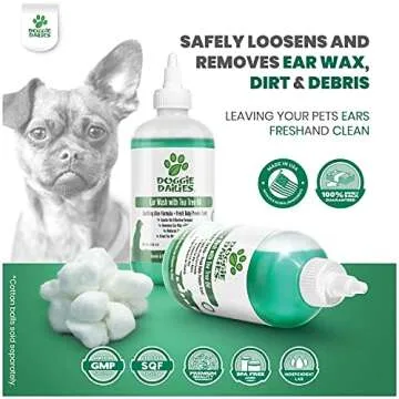 Doggie Dailies Cleansing Ear Wash for Dogs with Tea Tree Oil & Soothing Aloe Vera