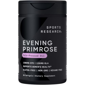 Sports Research Evening Primrose Supplement from Cold Pressed Oil - Softgels for Women’s Health & ...