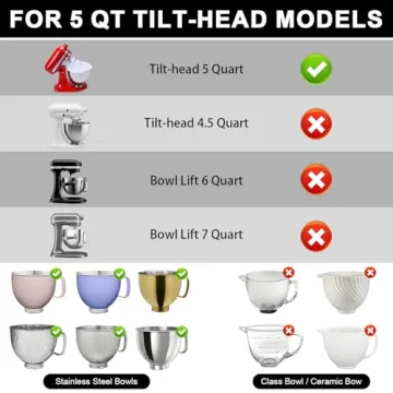 5 Qt Tilt-Head Silicone Liners for KitchenAid Stand Mixer - Airtight and Easy Storage (3pcs)