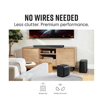 Polk Audio True Surround III 5.1 Channel Wireless Surround Sound System, Includes Sound Bar, L & R R...