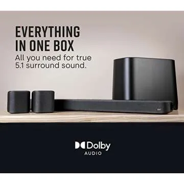 Polk Audio True Surround III 5.1 Channel Wireless Surround Sound System, Includes Sound Bar, L & R Rear Surrounds and 7'' Subwoofer, Dolby Digital Decoding, Built-in Bluetooth, Easy Setup, Black
