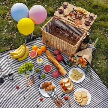 4 Person Wicker Picnic Basket for Perfect Outings