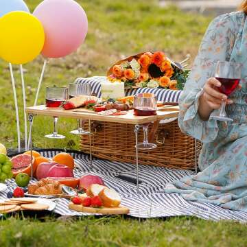 4 Person Wicker Picnic Basket for Perfect Outings