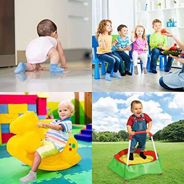 GRPSKCOS 12-Pair Non-Slip Baby Socks for Kids