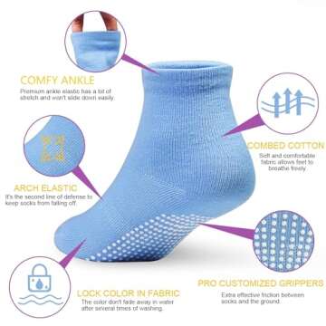 GRPSKCOS 12-Pair Non-Slip Baby Socks for Kids