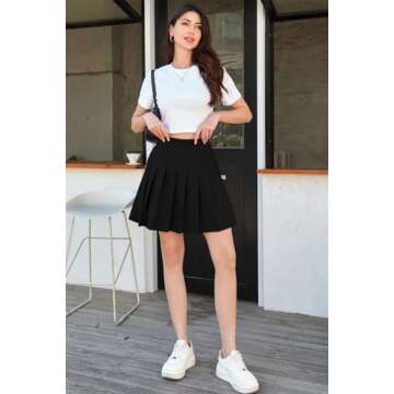 SANGTREE Women Pleated Tennis Skirts, High Waist Skater Mini Short School Uniform Y2K Skort Skirt Wo...
