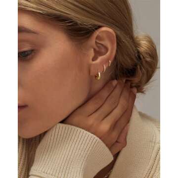 Tasiso Gold Hoop Earrings for Women, Dainty 14K Gold Plated Huggie Hoop Earrings Lightweight Hypoall...