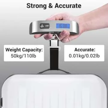 Luggage Scale, Dr.meter Travel Essentials Backlight LCD Display 110lb/50kg Luggage Weight Scale for Travel Accessories Portable Handheld Scale with Rubber Paint, Temperature Sensor, Battery Included