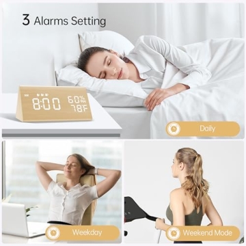 Stylish JALL Digital Alarm Clock with Custom Alarms and Humidity Sensor