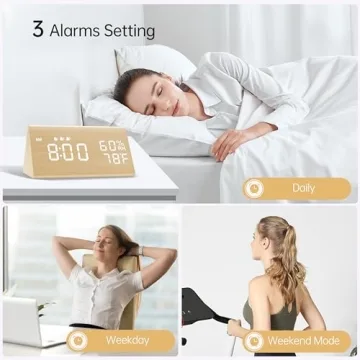 Stylish JALL Digital Alarm Clock with Custom Alarms and Humidity Sensor