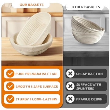 Dimpola Banneton Bread Proofing Basket Set for All Bakers