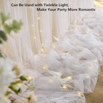 Wrinkle Free Champagne Tulle Backdrop Curtains for Baby Shower Party Wedding Photo Drape Backdrop for Photography Props Engagement Bridal Shower 5 ft X 7 ft