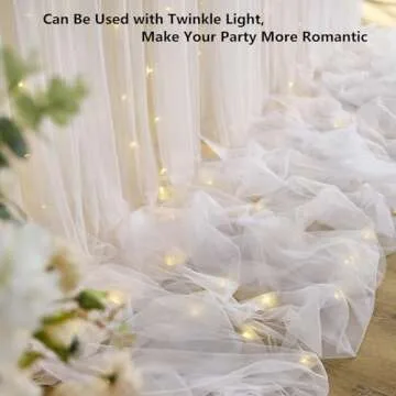 Wrinkle Free Champagne Tulle Backdrop Curtains for Baby Shower Party Wedding Photo Drape Backdrop for Photography Props Engagement Bridal Shower 5 ft X 7 ft