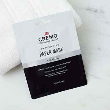 Cremo Charcoal Detoxifying Paper Face Mask, Astonishingly Superior Face Mask, Revitalizes, Detoxifies, While Purifying Skin, 1 Count(Pack of 4)