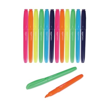 Amazon Basics Chisel Tip Highlighters 12-Pack Assorted Colors