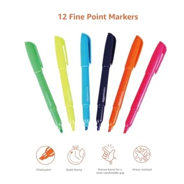 Amazon Basics Chisel Tip Highlighters 12-Pack Assorted Colors