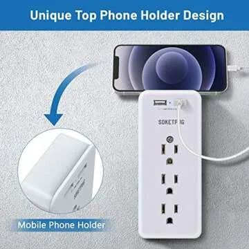 Surge Protector Outlet Extender & USB Charger, SOKETPUG