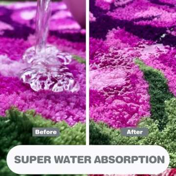 ABREEZE Flora Rug Purple Handcraft Bathmat Porch Rug Home Decor Carpet Washable Non-Slip Mat Indoor and Outdoor Welcome Rug (3 Roses, Purple)