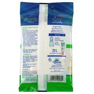 Brilliant Tooth Tissues with Xylitol, Teeth Wipes for Babies and Toddlers, Safe if Swallowed, Fluoride Free, 60 Count (2 Packs of 30)