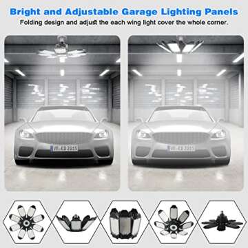 POLARPRA LED Garage Lights - 200W, 40000LM, 8 Panels, 2Pack