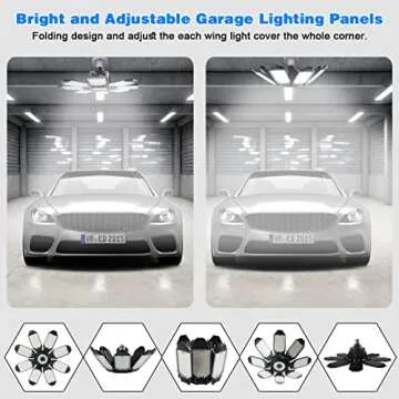 POLARPRA LED Garage Lights - 200W, 40000LM, 8 Panels, 2Pack