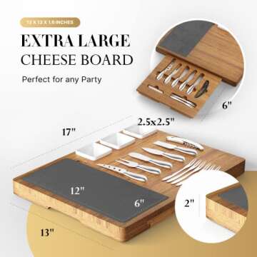 Savvy Comfort | Premium Luxury Cheese Board Set - Charcuterie Board Set and Cheese Platter Set | Acacia Meat and Cheese Board with Stainless Steel Cutlery Set, Cheese and Meat Server for Parties and Entertaining