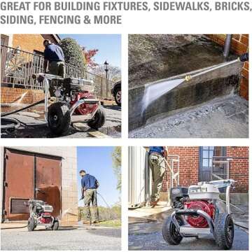 SIMPSON Cleaning ALH3228-S Aluminum Series 3400 PSI Gas Pressure Washer, 2.5 GPM, HONDA GX200 Engine, CAT Triplex Pump, Includes Spray Gun, Extension Wand, 5 QC Nozzle Tips, 5/16" x 25' Hose, 49-State