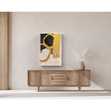 Sound Gallery Canvas Wall Art with Bluetooth Speakers for Modern Home Decor, 8 Sizes, 54 Designs for Living Room, Bedroom, Office, Wireless Surround Sound, Abstract Painting, Gold Rush, 40x26 inch