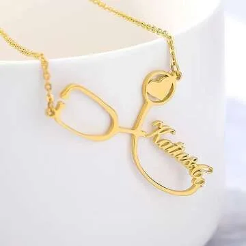 Custom Stethoscope Name Necklace - Perfect Gift for Medical Professionals