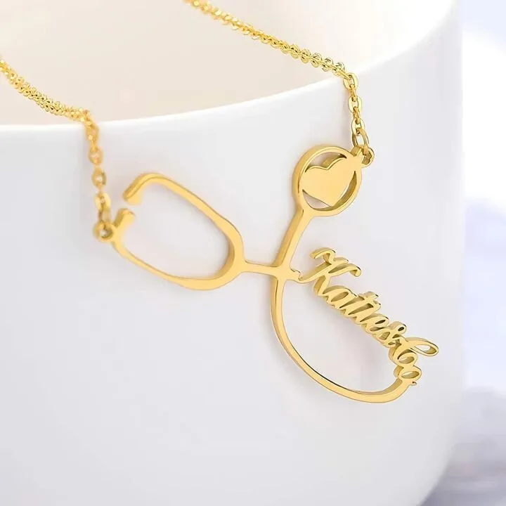 Custom Stethoscope Name Necklace - Perfect Gift for Medical Professionals
