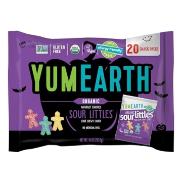 YumEarth Halloween Organic Sour Littles Chewy Candy - Allergy Friendly (Top 9 Free) and Vegan Snacki...