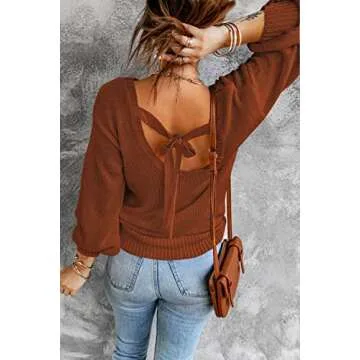 Asvivid Backless Cut Out Sweater for Women - Stylish Comfort