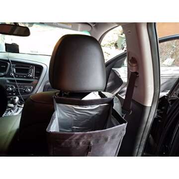 Maxsa 21520 Waterproof Seatback Trash Can with Velcro Closure, Black