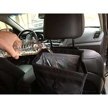 Maxsa 21520 Waterproof Seatback Trash Can with Velcro Closure, Black