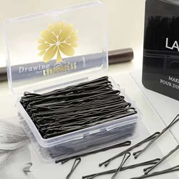 KANPRINCESS 100PCS 2.4Inch Bobby Pins Black,Pain-Free Bobby Pins for All Hair Types,Hair Pins for Women Girls,Hairpins for Buns with Box(Black)